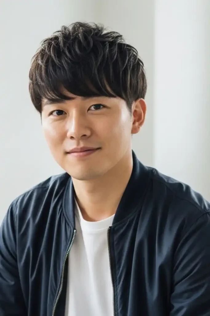 wolfcut round face men