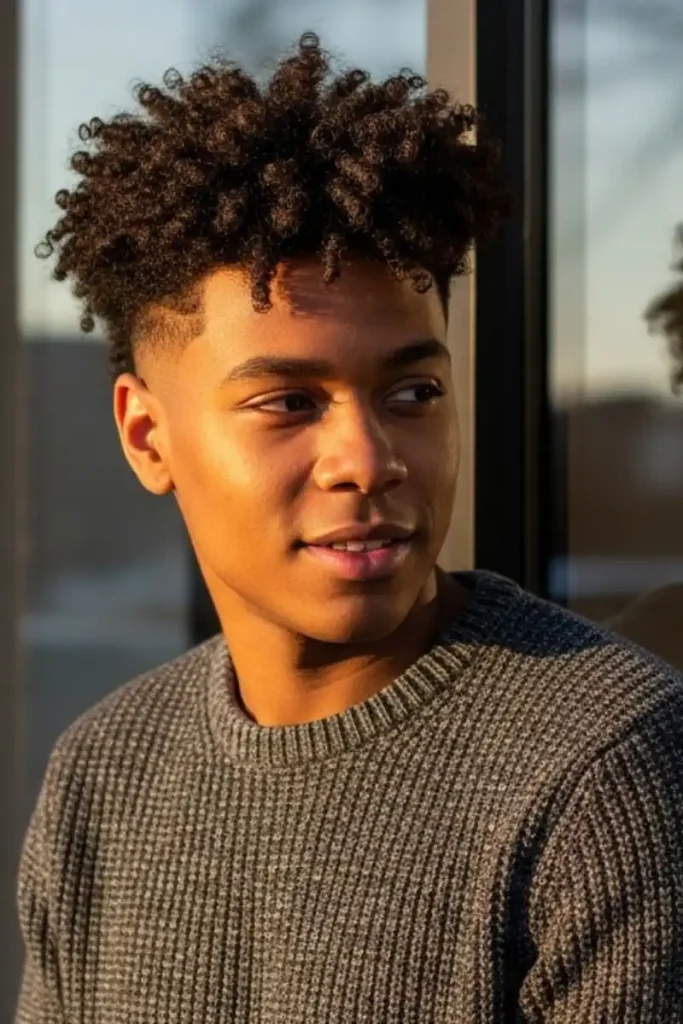 wolfcut triangle face men