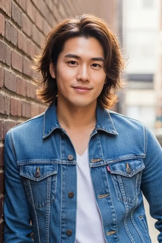 long hair wolfcut men