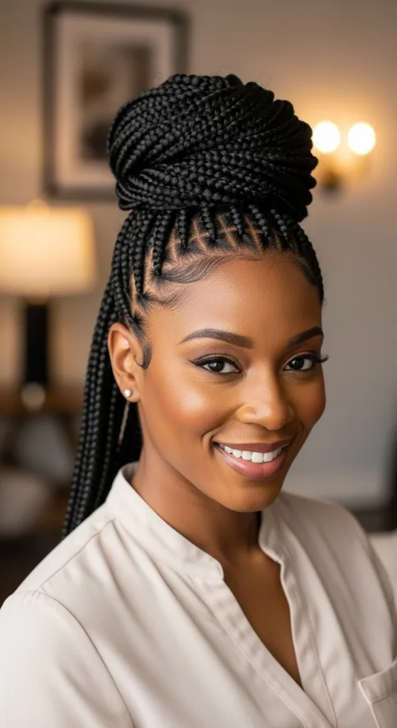 Braided Bun with Box Braids