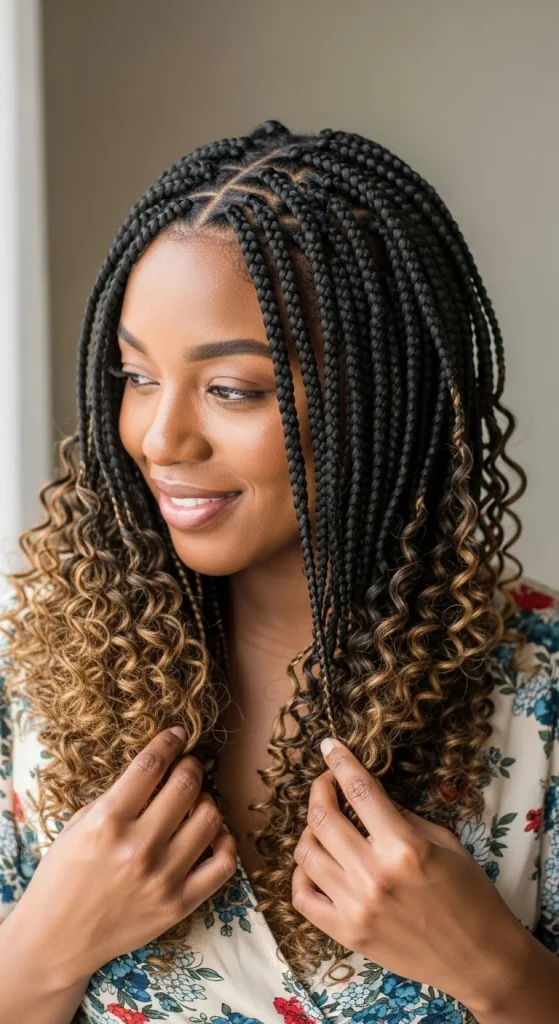 Box Braids with Curly Ends