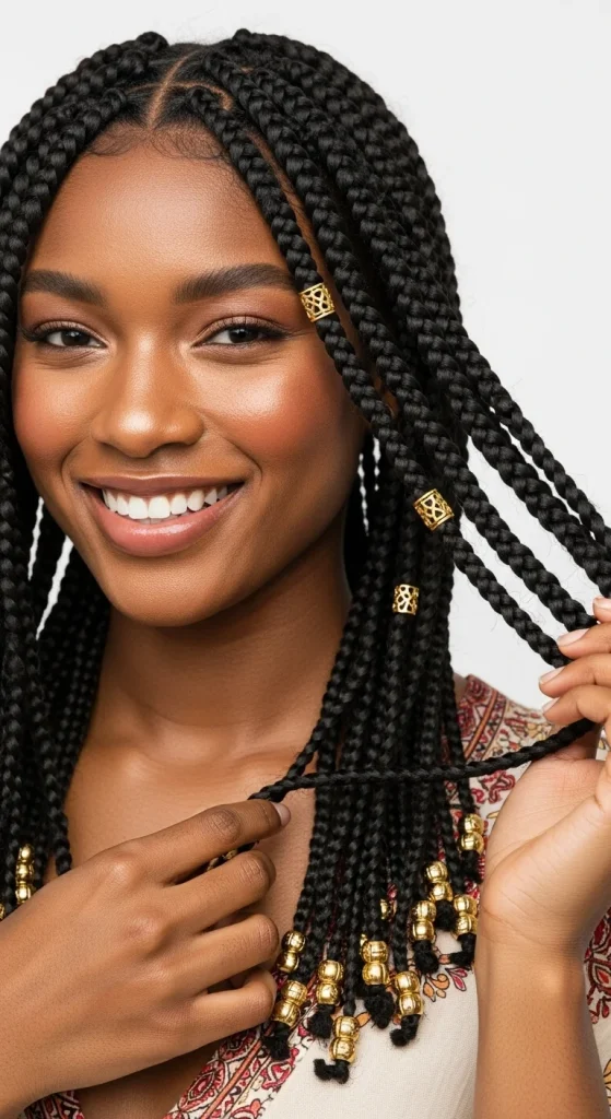 Box Braids with Beads