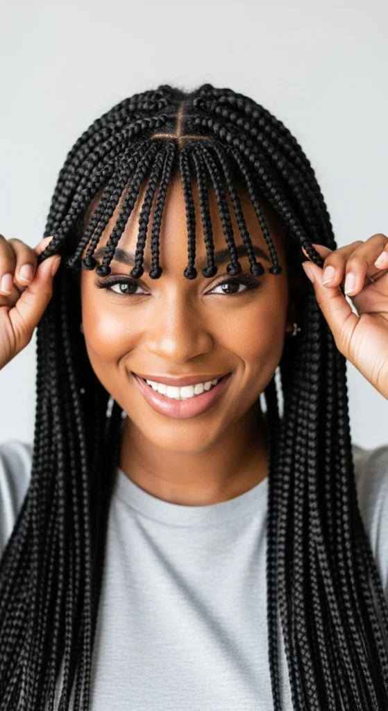 Box Braids with Bangs