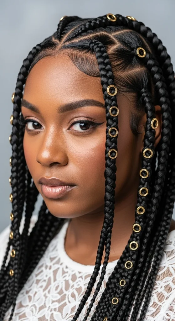 25 Stunning Cornrow Designs for Black Women in 2025 loop accent