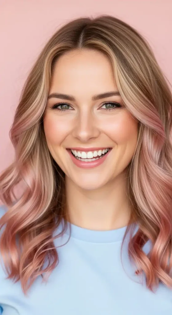 Blonde Highlights and Lowlights: 12 Trending Ideas for 2025 Champagne Blonde with Rose Gold Lowlights