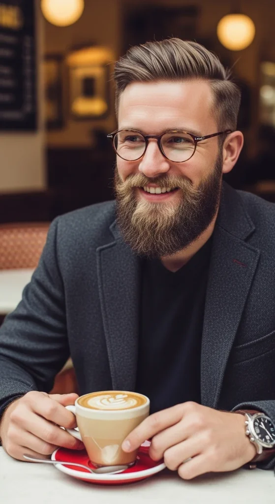 Beard‑Connected Mid Taper Fade