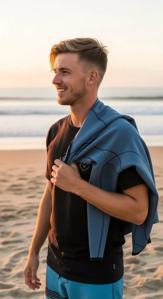 Side‑Swept Fringe Mid Taper Fade