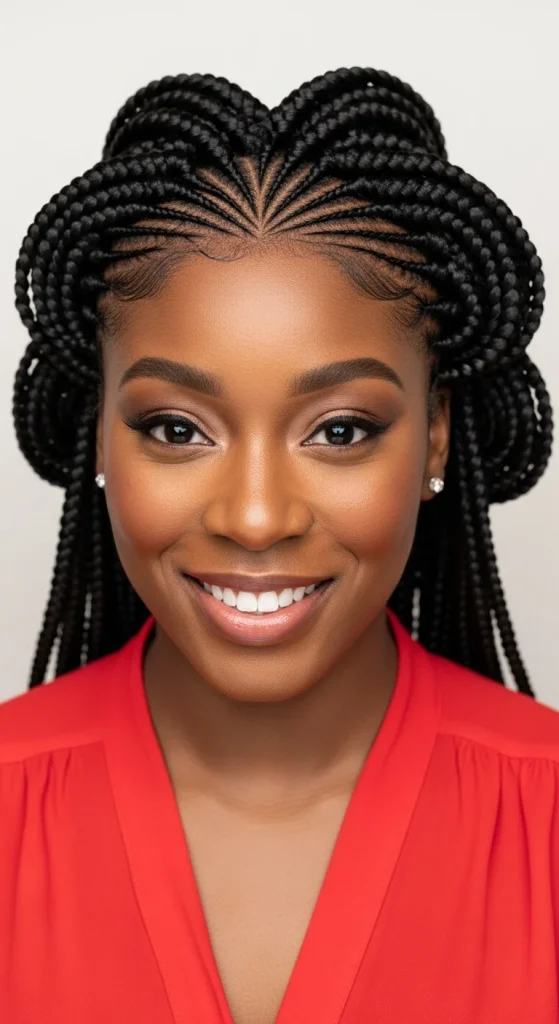 25 Stunning Cornrow Designs for Black Women in 2025 heart shaped braids