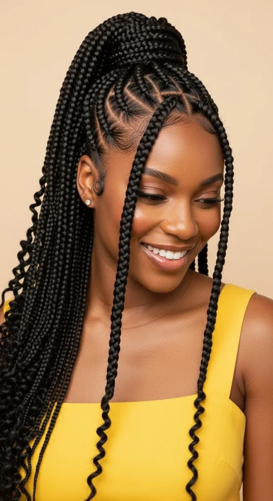 25 Stunning Cornrow Designs for Black Women in 2025 high pony
